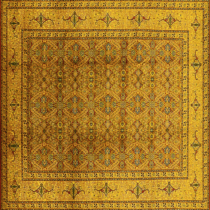 Square Machine Washable Oriental Yellow Industrial Rug, wshurb3240yw