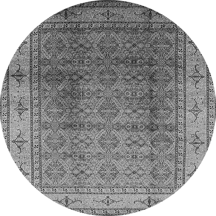 Round Machine Washable Oriental Gray Industrial Rug, wshurb3240gry