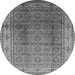 Round Machine Washable Oriental Gray Industrial Rug, wshurb3240gry