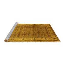 Sideview of Machine Washable Oriental Yellow Industrial Rug, wshurb3240yw
