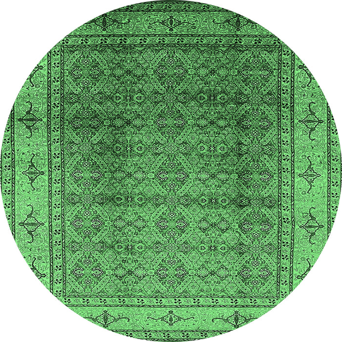 Round Oriental Emerald Green Industrial Rug, urb3240emgrn