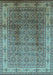 Machine Washable Oriental Light Blue Industrial Rug, wshurb3240lblu