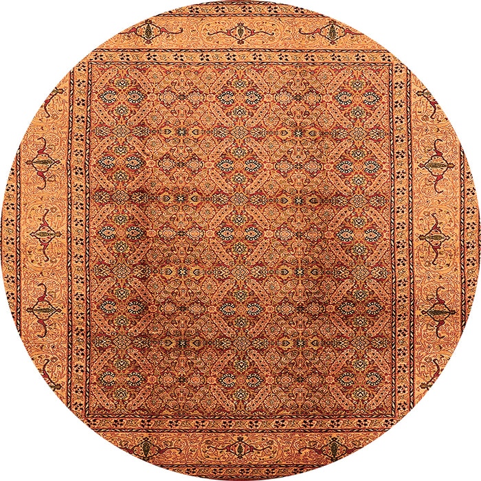 Round Machine Washable Oriental Orange Industrial Area Rugs, wshurb3240org
