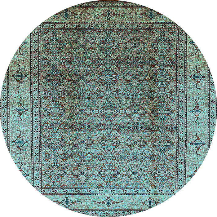 Round Oriental Light Blue Industrial Rug, urb3240lblu