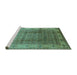 Sideview of Machine Washable Oriental Turquoise Industrial Area Rugs, wshurb3240turq