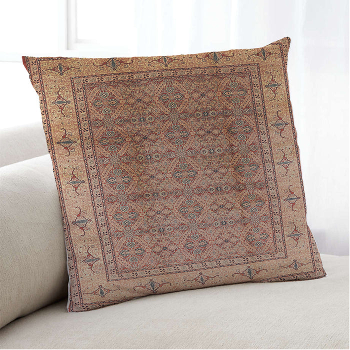 Lifestyle Image of Mid-Century Modern Urban Square Sandy Brown Throw Pillow, 18 inch by 18 inch, pwurb3240