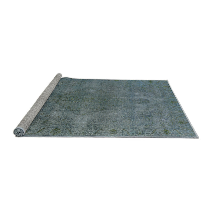 Sideview of Machine Washable Industrial Modern Cadet Blue Green Rug, wshurb3241