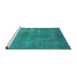 Sideview of Machine Washable Oriental Turquoise Industrial Area Rugs, wshurb3241turq