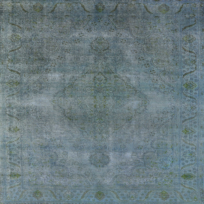 Square Mid-Century Modern Cadet Blue Green Oriental Rug, urb3241