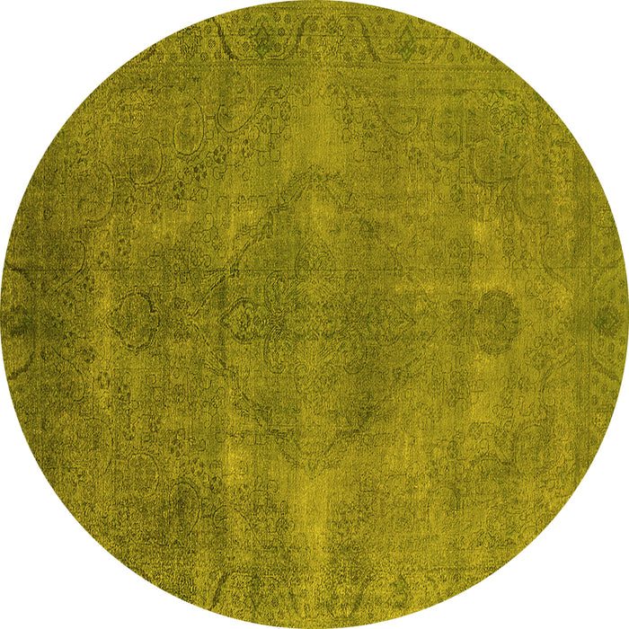 Round Oriental Yellow Industrial Rug, urb3241yw