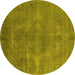 Round Oriental Yellow Industrial Rug, urb3241yw