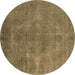 Round Oriental Brown Industrial Rug, urb3241brn