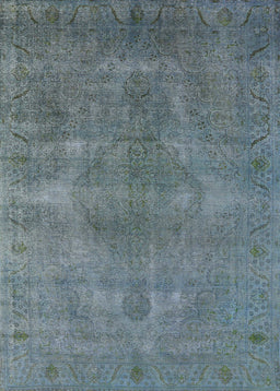 Machine Washable Industrial Modern Cadet Blue Green Rug, wshurb3241