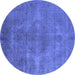 Round Oriental Blue Industrial Rug, urb3241blu