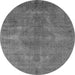 Round Machine Washable Oriental Gray Industrial Rug, wshurb3241gry