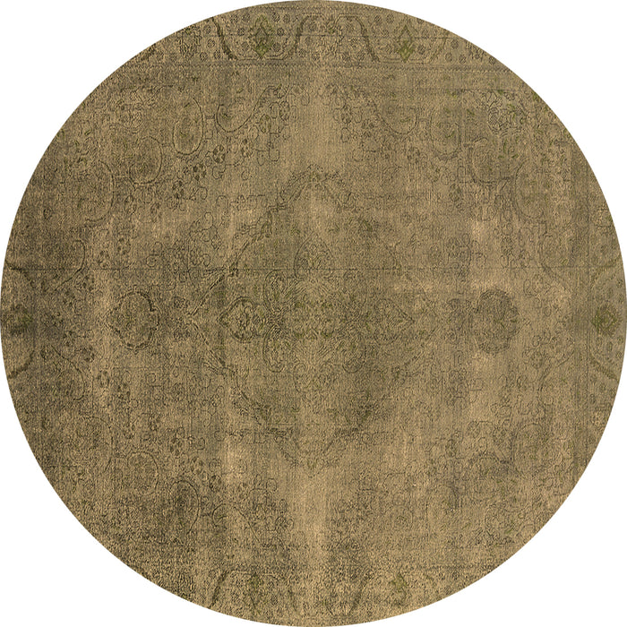 Round Machine Washable Oriental Brown Industrial Rug, wshurb3241brn