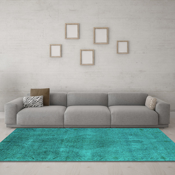 Machine Washable Oriental Turquoise Industrial Area Rugs in a Living Room,, wshurb3241turq