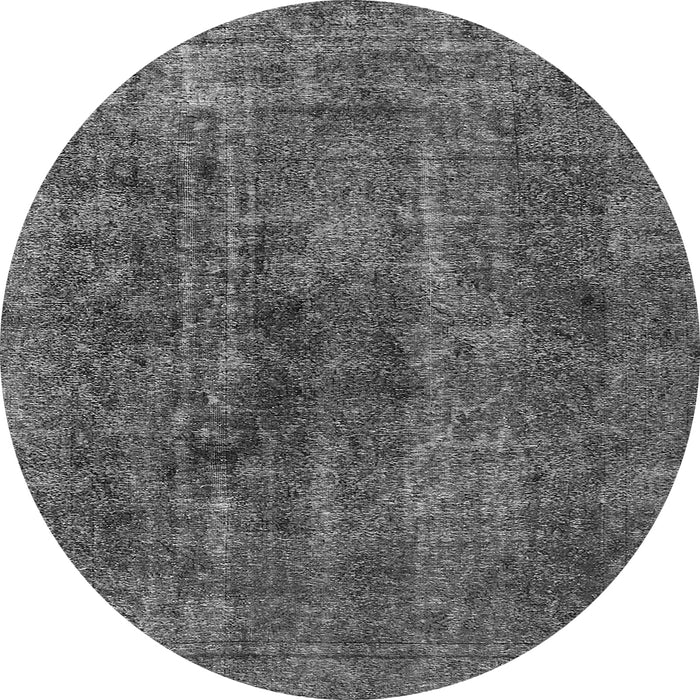 Round Machine Washable Oriental Gray Industrial Rug, wshurb3242gry