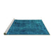 Sideview of Machine Washable Oriental Turquoise Industrial Area Rugs, wshurb3242turq