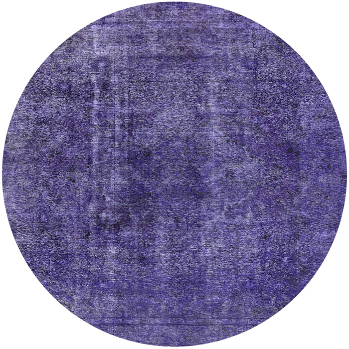 Round Mid-Century Modern Purple Oriental Rug, urb3242