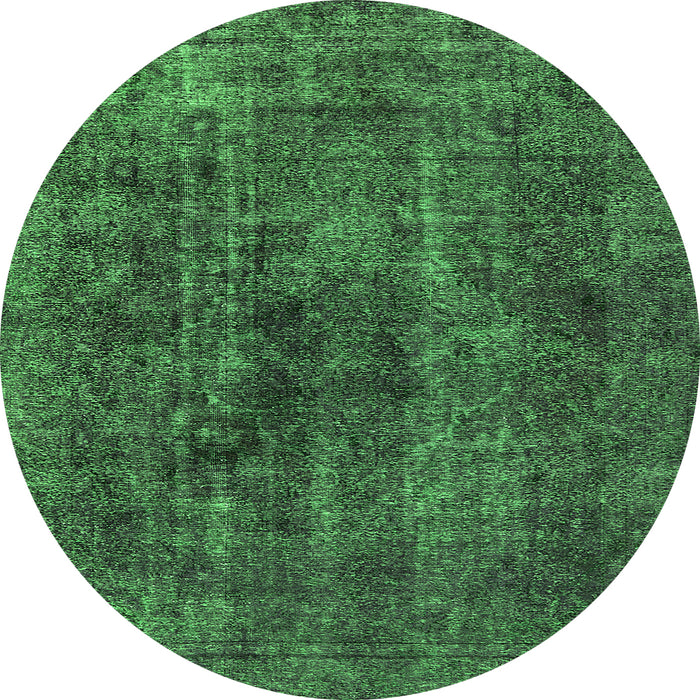 Round Machine Washable Oriental Green Industrial Area Rugs, wshurb3242grn