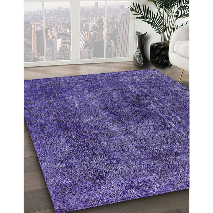 Mid-Century Modern Purple Oriental Rug in Family Room, urb3242