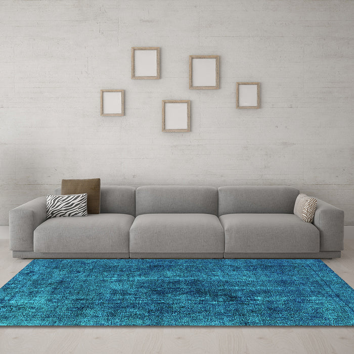 Machine Washable Oriental Turquoise Industrial Area Rugs in a Living Room,, wshurb3242turq