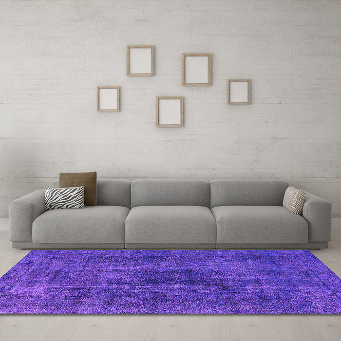 Machine Washable Oriental Purple Industrial Area Rugs in a Living Room, wshurb3242pur