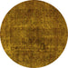 Round Machine Washable Oriental Yellow Industrial Rug, wshurb3242yw