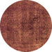 Round Oriental Orange Industrial Rug, urb3242org