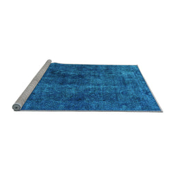 Sideview of Machine Washable Oriental Light Blue Industrial Rug, wshurb3242lblu