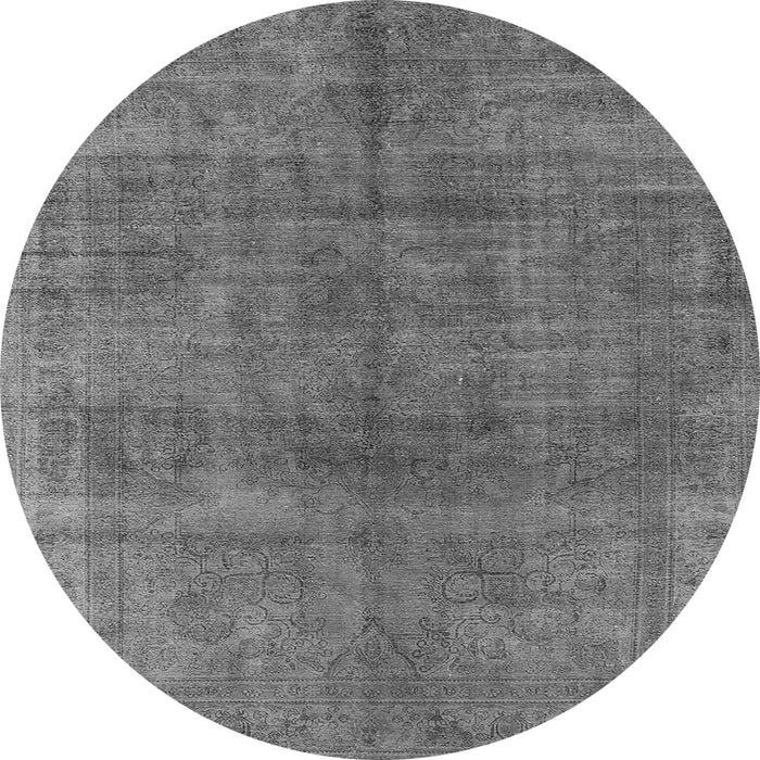 Round Machine Washable Oriental Gray Industrial Rug, wshurb3243gry