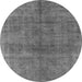 Round Machine Washable Oriental Gray Industrial Rug, wshurb3243gry