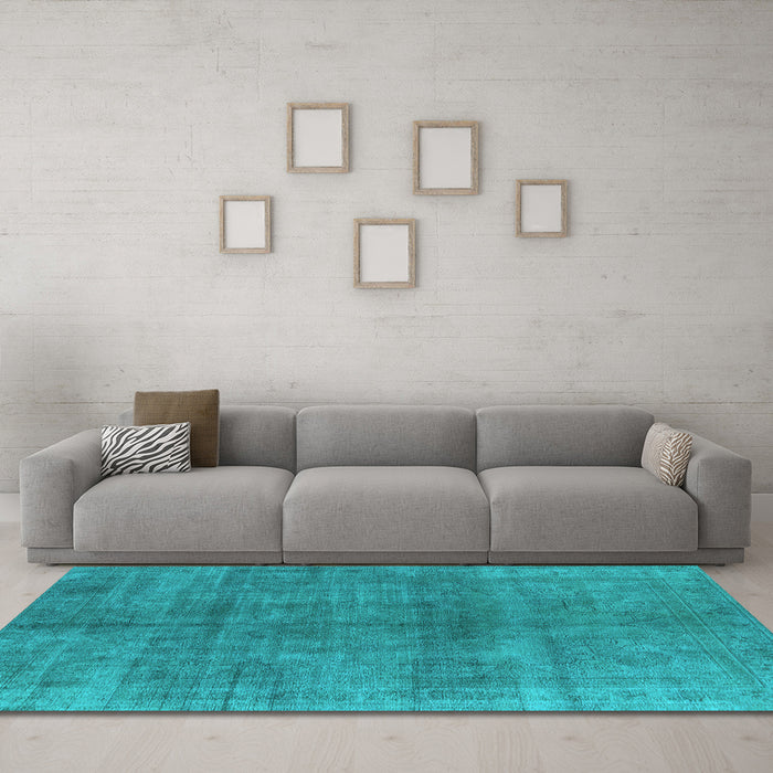 Machine Washable Oriental Light Blue Industrial Rug in a Living Room, wshurb3243lblu