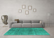 Machine Washable Oriental Turquoise Industrial Area Rugs in a Living Room,, wshurb3243turq