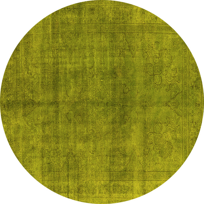 Round Oriental Yellow Industrial Rug, urb3243yw