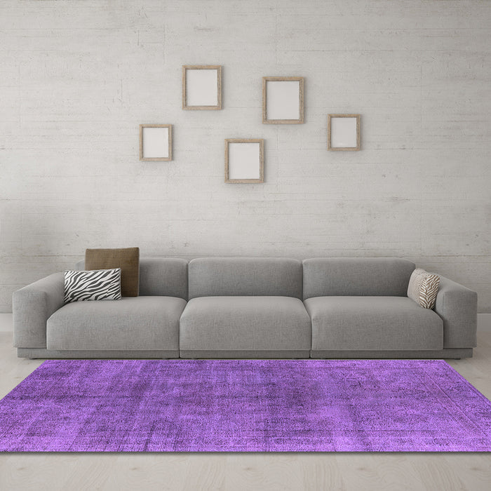 Machine Washable Oriental Purple Industrial Area Rugs in a Living Room, wshurb3243pur