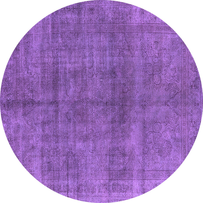 Round Machine Washable Oriental Purple Industrial Area Rugs, wshurb3243pur