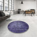 Round Mid-Century Modern Purple Oriental Rug in a Office, urb3244