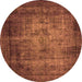 Round Oriental Orange Industrial Rug, urb3244org