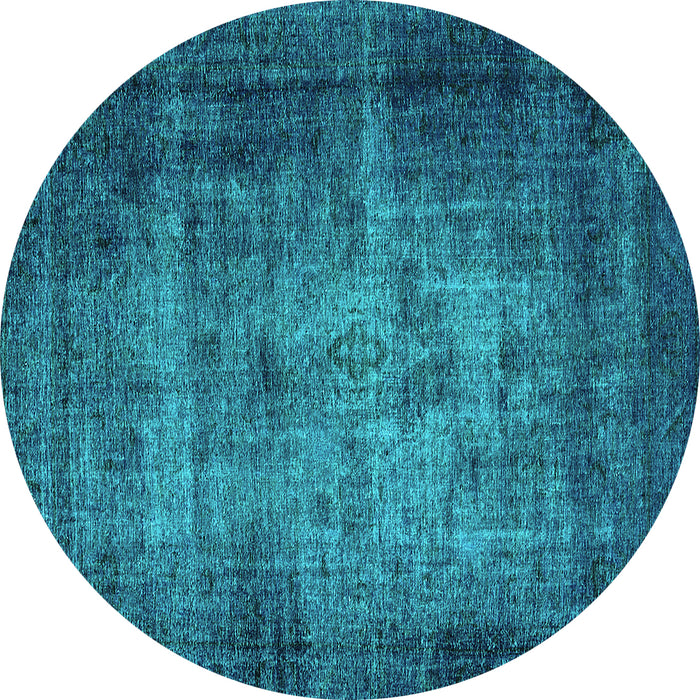 Round Oriental Turquoise Industrial Rug, urb3244turq