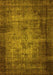 Machine Washable Oriental Yellow Industrial Rug, wshurb3244yw