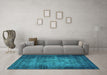 Machine Washable Oriental Turquoise Industrial Area Rugs in a Living Room,, wshurb3244turq