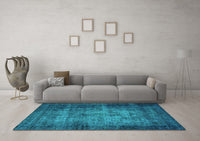 Machine Washable Oriental Turquoise Industrial Rug, wshurb3244turq