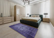 Mid-Century Modern Purple Oriental Rug in a Bedroom, urb3244