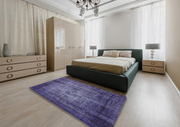 Mid-Century Modern Purple Oriental Rug in a Bedroom, urb3244