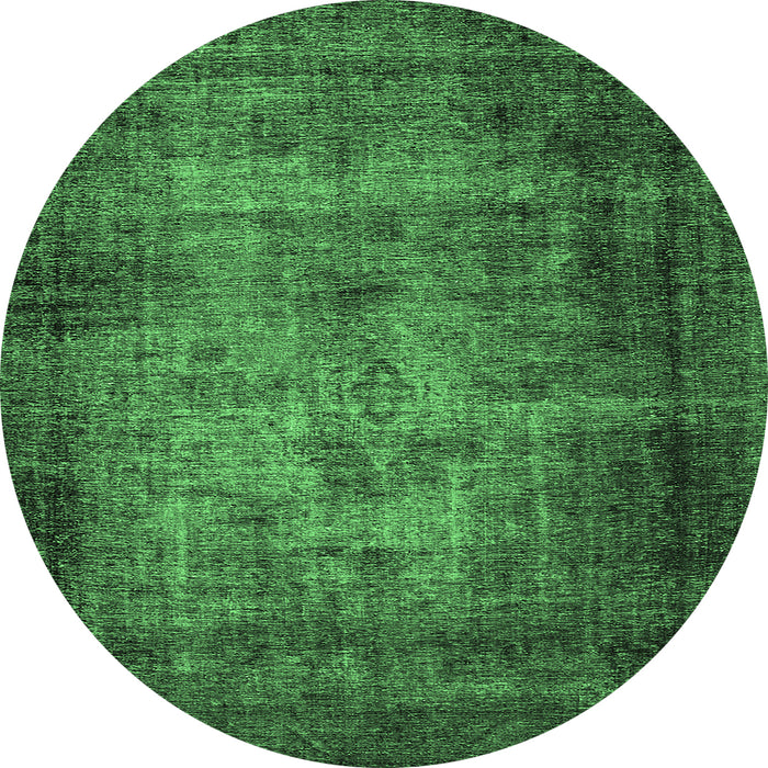 Round Oriental Emerald Green Industrial Rug, urb3244emgrn