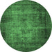 Round Oriental Emerald Green Industrial Rug, urb3244emgrn