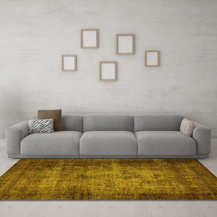 Machine Washable Oriental Yellow Industrial Rug in a Living Room, wshurb3244yw
