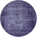 Round Machine Washable Industrial Modern Periwinkle Purple Rug, wshurb3244